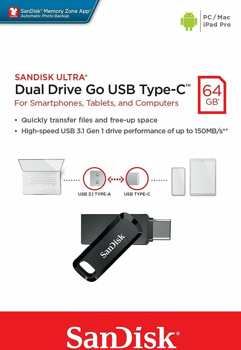 SanDisk Ultra Dual Drive Go 64GB